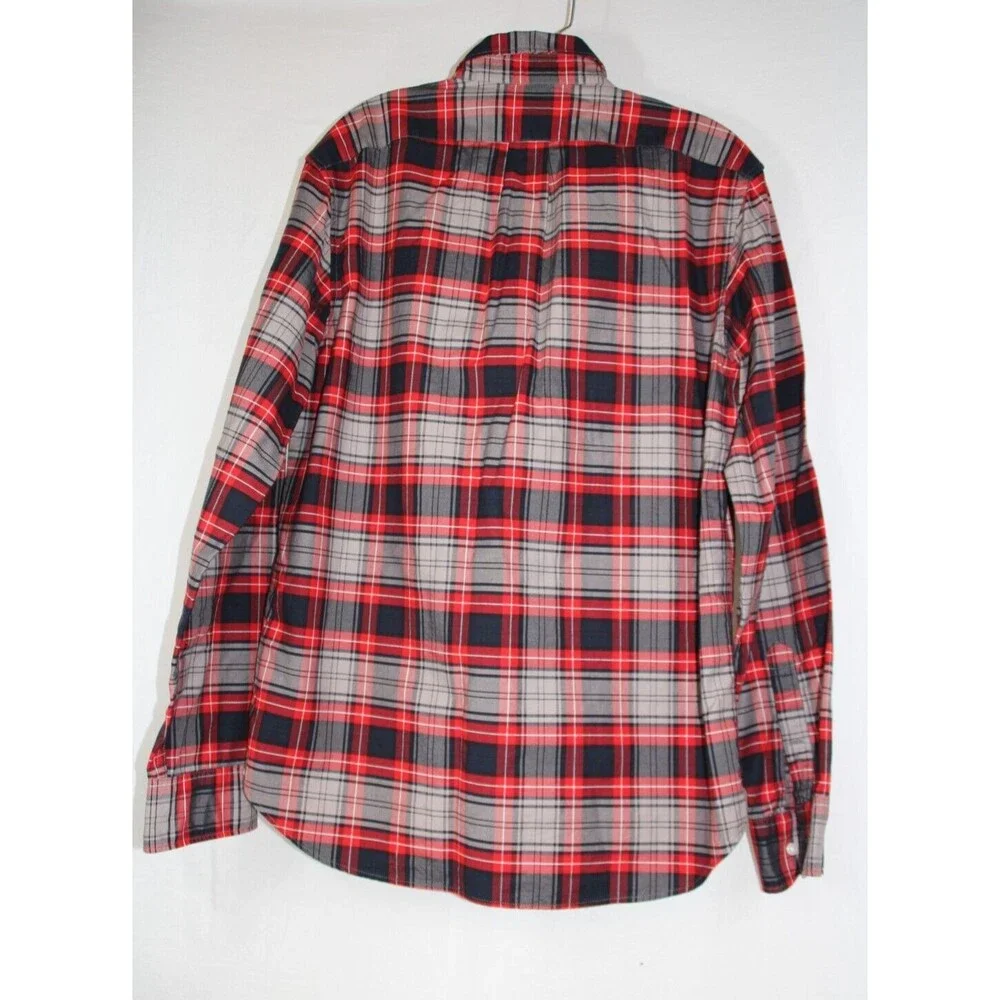 J CREW Men's All Tailored Red PLAID Front Pocket LONG SLEEVE Button-Up SHIRT M
